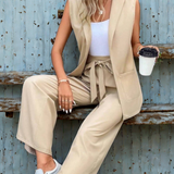 Ropa de moda, Outfit mujer, conjuntos frescos,  conjuntos de pantalón, conjuntos comodos, conjuntos casuales,  conjuntos,  conjunto mujer,  Conjunto de pantalón y chaleco, conjunto corto,  conjunto con pantalón largo,  conjunto de pantalon beige, 