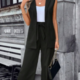 Ropa de moda, Outfit mujer, conjuntos frescos,  conjuntos de pantalón, conjuntos comodos, conjuntos casuales,  conjuntos,  conjunto mujer,  Conjunto de pantalón y chaleco, conjunto corto,  conjunto con pantalón largo,  conjunto de pantalon beige, 