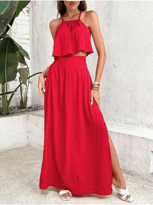 Ropa de moda, Outfit mujer, conjuntos frescos, Conjuntos de falda y blusa, conjuntos cortos, conjuntos comodos, conjuntos casuales, conjuntos, conjunto mujer, conjunto corto, conjunto con falda, Conjuntos con falda y blusa, Conjunto con falda y blusa Rojo, conjunto de falda y blusa Rojo, conjunto elegante, conjuntos elegantes