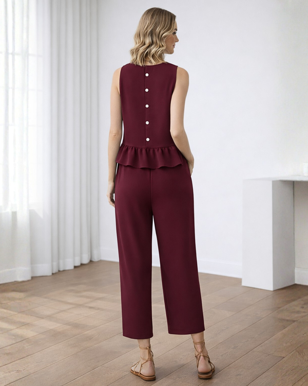 Ropa de moda, Outfit mujer, conjuntos frescos,  conjuntos de pantalón, conjuntos comodos, conjuntos casuales,  conjuntos,  conjunto mujer,  Conjunto de pantalón y blusa, conjunto corto,  conjunto con pantalón largo, conjunto vinotinto