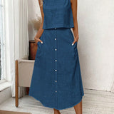 Ropa de moda, Outfit mujer, conjuntos frescos, conjuntos de falda, conjuntos comodos, conjuntos casuales, conjuntos, conjunto mujer, Conjunto de falda y blusa, conjunto corto, conjunto con falda larga, conjuntos de falda azul,