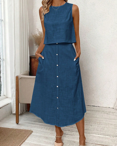 Ropa de moda, Outfit mujer, conjuntos frescos, conjuntos de falda, conjuntos comodos, conjuntos casuales, conjuntos, conjunto mujer, Conjunto de falda y blusa, conjunto corto, conjunto con falda larga, conjuntos de falda azul,