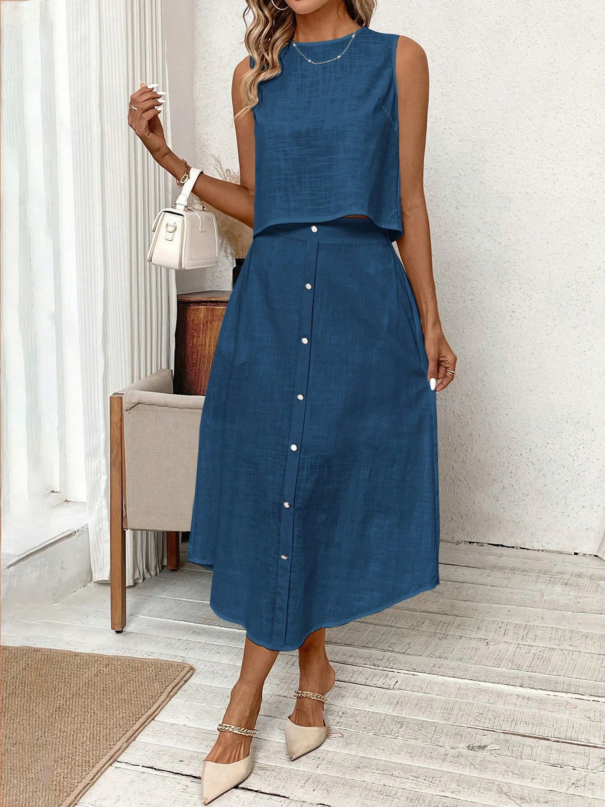 Ropa de moda, Outfit mujer, conjuntos frescos, conjuntos de falda, conjuntos comodos, conjuntos casuales, conjuntos, conjunto mujer, Conjunto de falda y blusa, conjunto corto, conjunto con falda larga, conjuntos de falda azul,