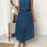 Ropa de moda, Outfit mujer, conjuntos frescos, conjuntos de falda, conjuntos comodos, conjuntos casuales, conjuntos, conjunto mujer, Conjunto de falda y blusa, conjunto corto, conjunto con falda larga, conjuntos de falda azul,
