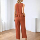 Ropa de moda, Outfit mujer, conjuntos frescos,  conjuntos de pantalón, conjuntos comodos, conjuntos casuales,  conjuntos,  conjunto mujer,  Conjunto de pantalón y blusa, conjunto corto,  conjunto con pantalón largo, conjunto terracota