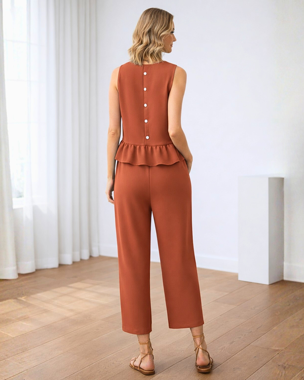 Ropa de moda, Outfit mujer, conjuntos frescos,  conjuntos de pantalón, conjuntos comodos, conjuntos casuales,  conjuntos,  conjunto mujer,  Conjunto de pantalón y blusa, conjunto corto,  conjunto con pantalón largo, conjunto terracota