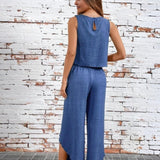 Ropa de moda, Outfit mujer, conjuntos frescos,  conjuntos de pantalón, conjuntos comodos, conjuntos casuales,  conjuntos,  conjunto mujer,  Conjunto de pantalón y blusa, conjunto corto,  conjunto con pantalón largo,  conjuntos azules,