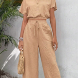 Ropa de moda, Outfit mujer, conjuntos frescos,  conjuntos de pantalón, conjuntos comodos, conjuntos casuales,  conjuntos,  conjunto mujer,  Conjunto de pantalón y blusa, conjunto corto,  conjunto con pantalón largo, conjunto con pantalón largo caqui, 