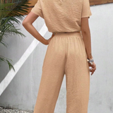 Ropa de moda, Outfit mujer, conjuntos frescos,  conjuntos de pantalón, conjuntos comodos, conjuntos casuales,  conjuntos,  conjunto mujer,  Conjunto de pantalón y blusa, conjunto corto,  conjunto con pantalón largo, conjunto con pantalón largo caqui, 