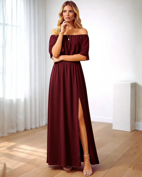 Vestidos mujer, atributo, atributo.co, Vestidos elegantes, Vestidos largo, Vestidos casuales, vestidos, Vestido largo, Vestido, Ropa de moda, Outfit mujer, vestido vinotinto, vestido largo vinotinto