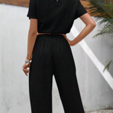 Ropa de moda, Outfit mujer, conjuntos frescos,  conjuntos de pantalón, conjuntos comodos, conjuntos casuales,  conjuntos,  conjunto mujer,  Conjunto de pantalón y blusa, conjunto corto,  conjunto con pantalón largo, conjunto con pantalón largo negro, 