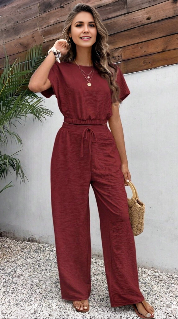 Ropa de moda, Outfit mujer, conjuntos frescos,  conjuntos de pantalón, conjuntos comodos, conjuntos casuales,  conjuntos,  conjunto mujer,  Conjunto de pantalón y blusa, conjunto corto,  conjunto con pantalón largo, conjunto con pantalón largo vinotinto, 