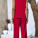 conjuntos frescos,  conjuntos de pantalón, conjuntos comodos, conjuntos casuales,  conjuntos,  conjunto mujer,  Conjunto de pantalón y blusa, conjunto corto,  conjunto con pantalón largo, conjuntos de pantalón rojos,
