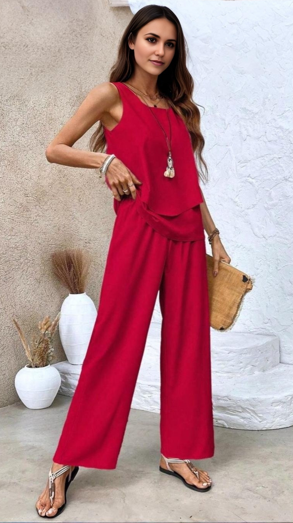 conjuntos frescos,  conjuntos de pantalón, conjuntos comodos, conjuntos casuales,  conjuntos,  conjunto mujer,  Conjunto de pantalón y blusa, conjunto corto,  conjunto con pantalón largo, conjuntos de pantalón rojos,