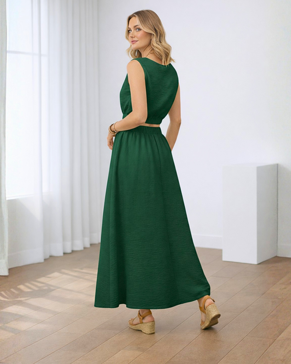 Ropa de moda, Outfit mujer, conjuntos frescos,  conjuntos de falda, conjuntos comodos, conjuntos casuales,  conjuntos,  conjunto mujer,  Conjunto de falda y blusa, conjunto corto,  conjunto con falda larga,  conjunto de falda verde