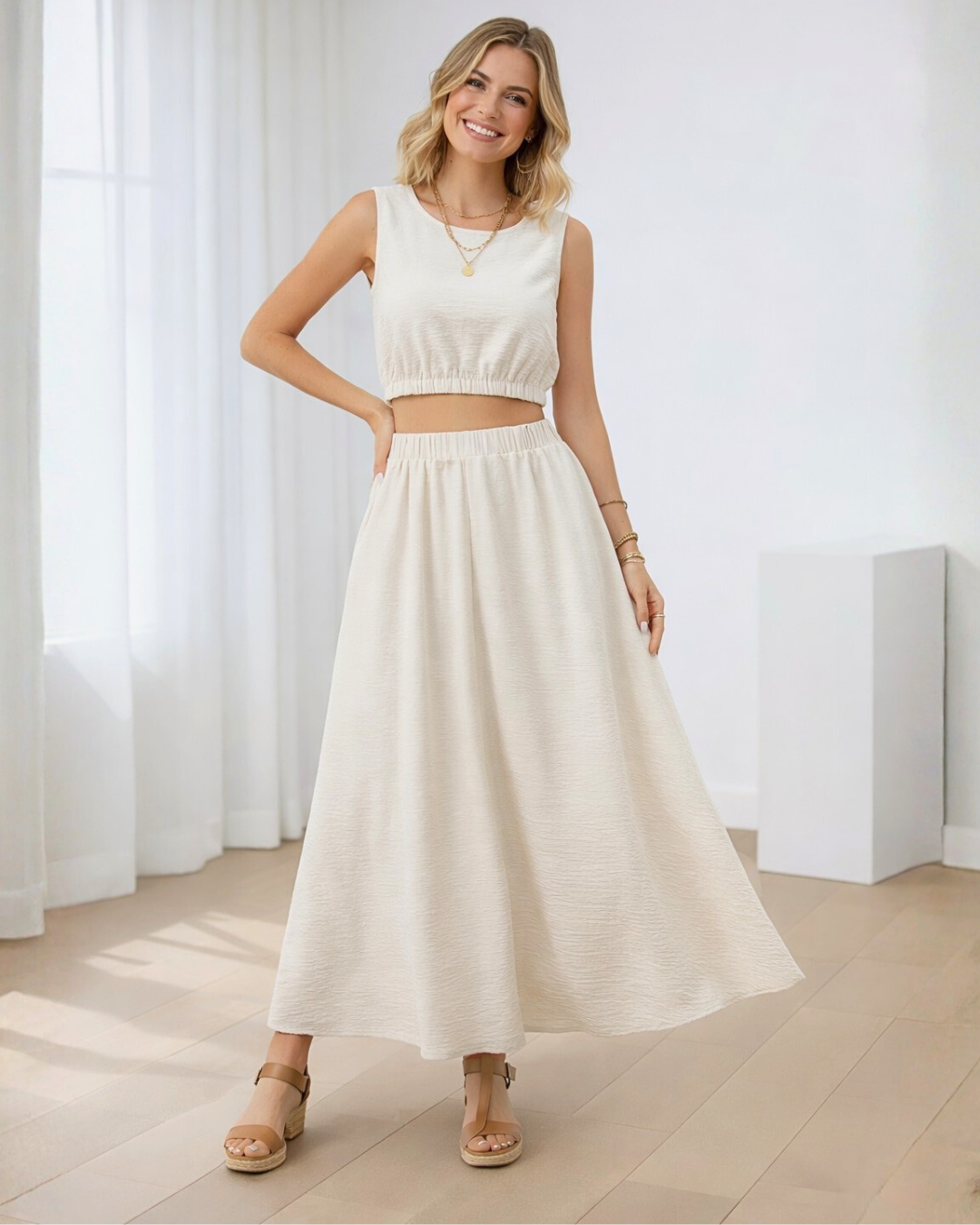 Ropa de moda, Outfit mujer, conjuntos frescos,  conjuntos de falda, conjuntos comodos, conjuntos casuales,  conjuntos,  conjunto mujer,  Conjunto de falda y blusa, conjunto corto,  conjunto con falda larga,  conjunto de falda marfil