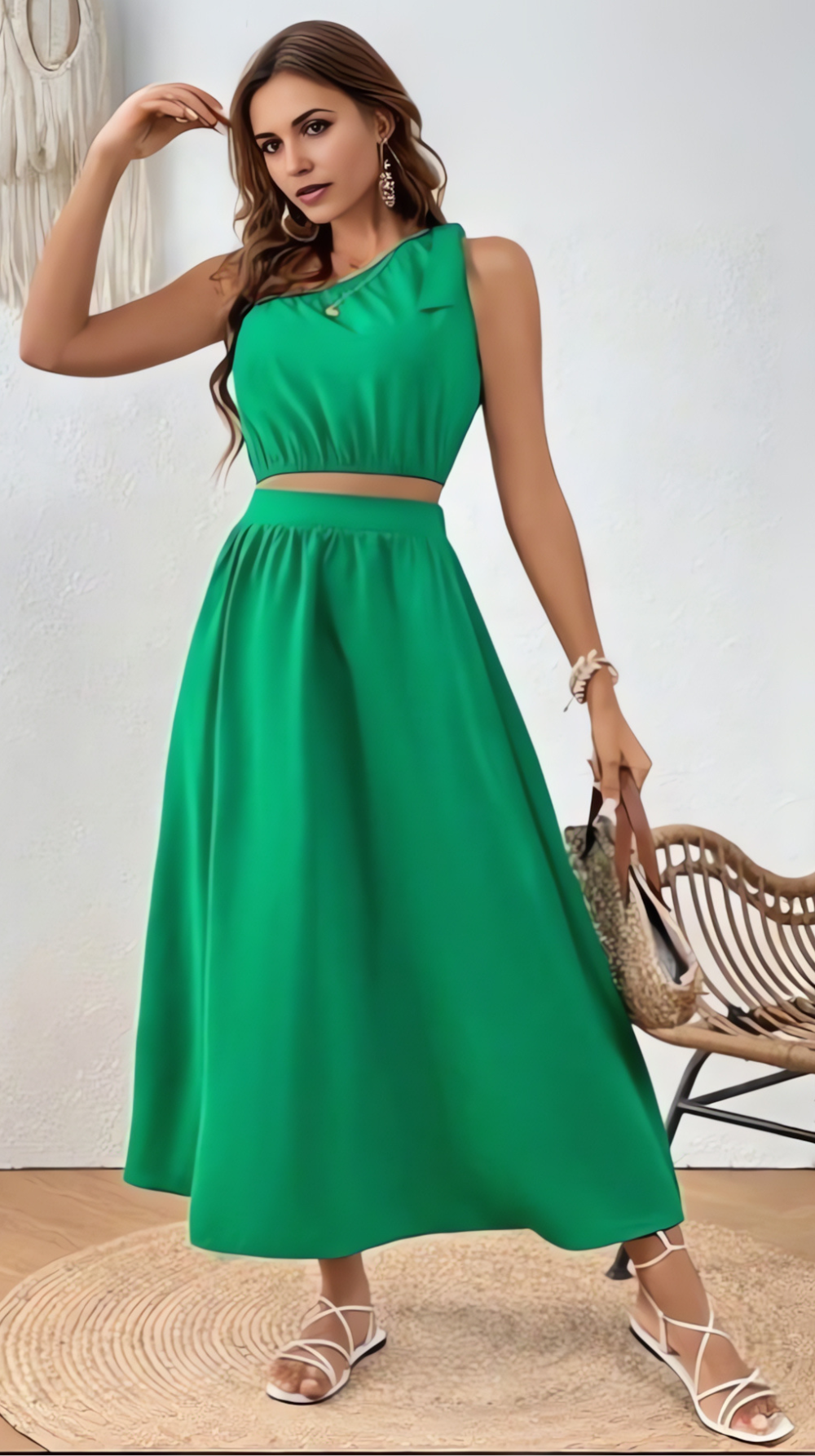 Ropa de moda,  Outfit mujer,  conjuntos frescos,  conjuntos cortos,  conjuntos comodos,  conjuntos casuales,  Conjuntos,  Conjunto Mujer,  Conjunto de falda y blusa,  Conjunto Corto,  conjunto con falda,  Conjunto con falda y blusa verde,  Conjunto verde,