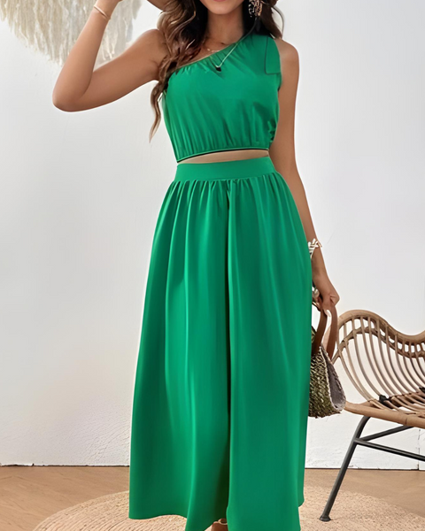 Ropa de moda,  Outfit mujer,  conjuntos frescos,  conjuntos cortos,  conjuntos comodos,  conjuntos casuales,  Conjuntos,  Conjunto Mujer,  Conjunto de falda y blusa,  Conjunto Corto,  conjunto con falda,  Conjunto con falda y blusa verde,  Conjunto verde,