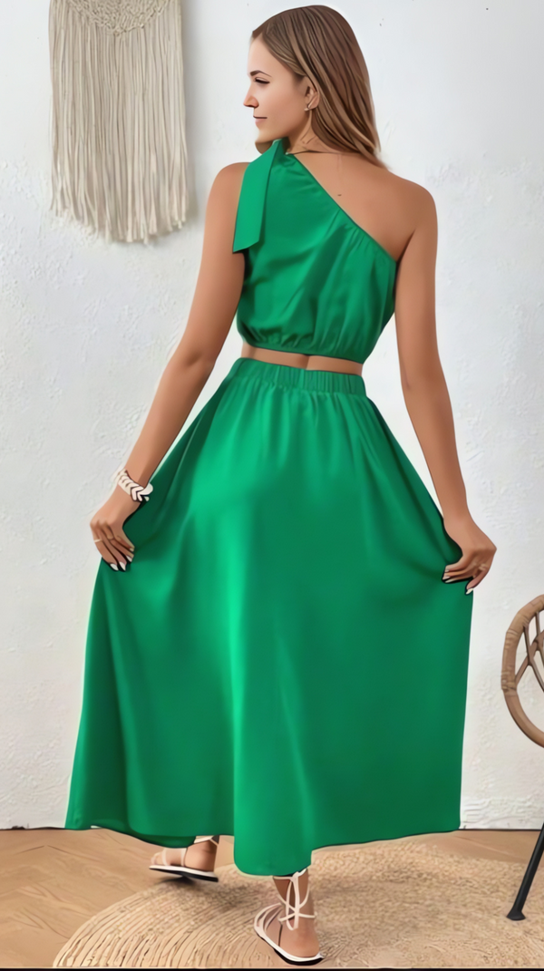 Ropa de moda,  Outfit mujer,  conjuntos frescos,  conjuntos cortos,  conjuntos comodos,  conjuntos casuales,  Conjuntos,  Conjunto Mujer,  Conjunto de falda y blusa,  Conjunto Corto,  conjunto con falda,  Conjunto con falda y blusa verde,  Conjunto verde,