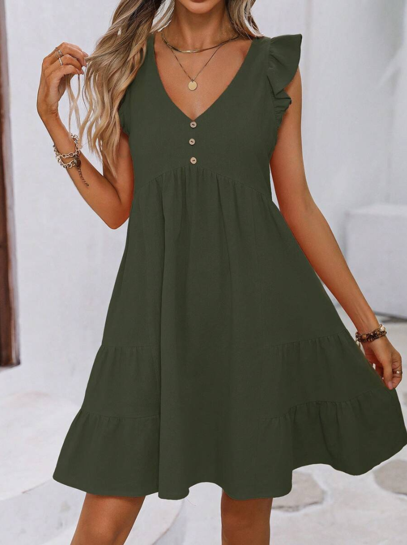 Vestido verde militar discount corto