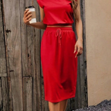 Ropa de moda Outfit mujer, conjuntos frescos, conjuntos cortos, conjuntos comodos, conjuntos casuales, Conjuntos, Conjunto Mujer, Conjunto Corto, conjunto con falda, Conjunto de falda y blusa, Conjunto de falda y blusa Rojo, conjunto Rojo,