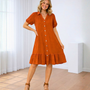Vestidos mujer, atributo, atributo.co, Vestidos elegantes, Vestidos corto, Vestidos casuales, vestidos, Vestido corto, Vestido, Ropa de moda, Outfit mujer, vestido, vestido corto terracota, vestido terracota