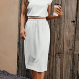 Ropa de moda Outfit mujer, conjuntos frescos, conjuntos cortos, conjuntos comodos, conjuntos casuales, Conjuntos, Conjunto Mujer, Conjunto Corto, conjunto con falda, Conjunto de falda y blusa, Conjunto de falda y blusa Blanco, conjunto Blanco,