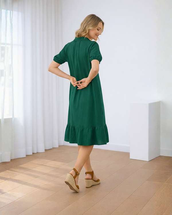 Vestidos mujer, atributo, atributo.co, Vestidos elegantes, Vestidos corto, Vestidos casuales, vestidos, Vestido corto, Vestido, Ropa de moda, Outfit mujer, vestido, vestido corto verde, vestido verde