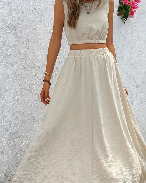 Ropa de moda, Outfit mujer, conjuntos frescos,  conjuntos de falda, conjuntos comodos, conjuntos casuales,  conjuntos,  conjunto mujer,  Conjunto de falda y blusa, conjunto corto,  conjunto con falda larga,  conjuntos de falda beige, 