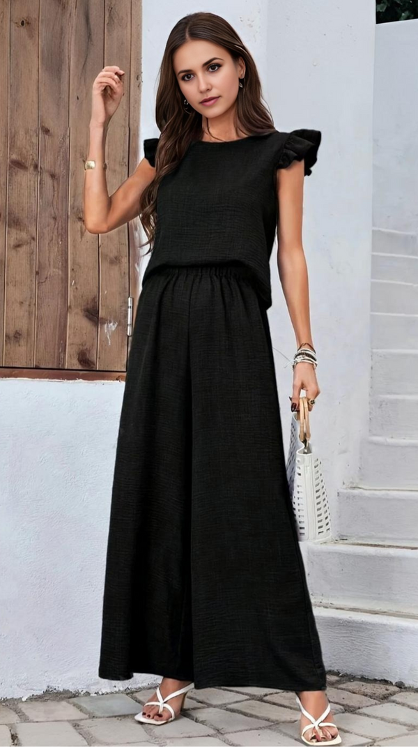Ropa de moda, Outfit mujer, conjuntos frescos,  conjuntos de pantalón, conjuntos cómodos, conjuntos casuales,  conjuntos,  conjunto mujer,  Conjunto de pantalón y blusa, conjunto corto,  conjunto con pantalón largo, conjuntos negros, conjuntos de pantalón negros, 