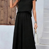 Ropa de moda, Outfit mujer, conjuntos frescos,  conjuntos de pantalón, conjuntos cómodos, conjuntos casuales,  conjuntos,  conjunto mujer,  Conjunto de pantalón y blusa, conjunto corto,  conjunto con pantalón largo, conjuntos negros, conjuntos de pantalón negros, 