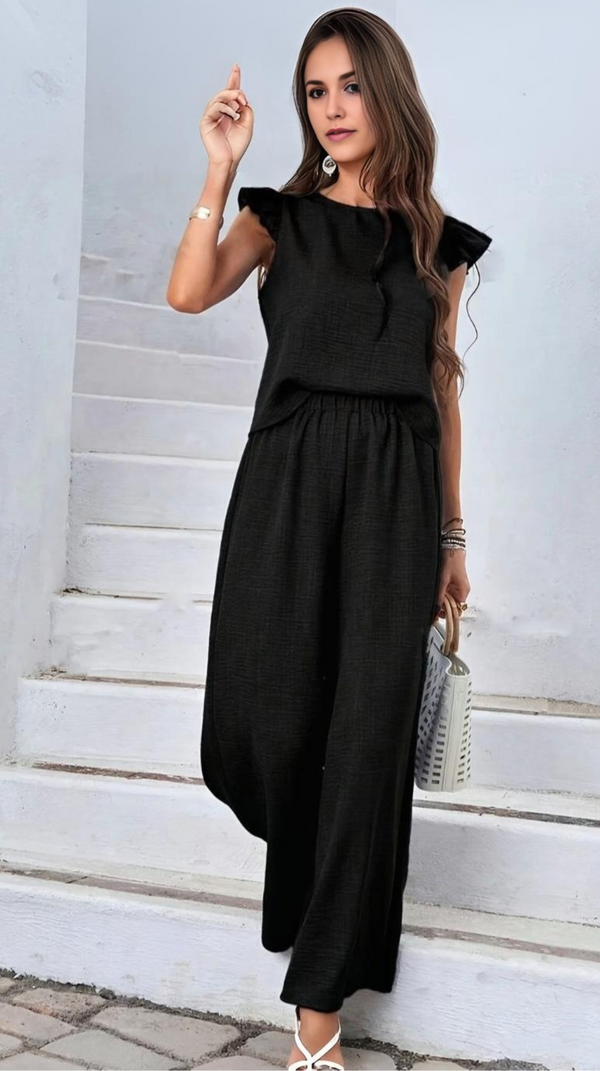 Ropa de moda, Outfit mujer, conjuntos frescos,  conjuntos de pantalón, conjuntos cómodos, conjuntos casuales,  conjuntos,  conjunto mujer,  Conjunto de pantalón y blusa, conjunto corto,  conjunto con pantalón largo, conjuntos negros, conjuntos de pantalón negros, 
