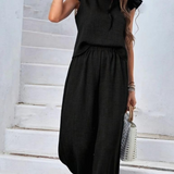 Ropa de moda, Outfit mujer, conjuntos frescos,  conjuntos de pantalón, conjuntos cómodos, conjuntos casuales,  conjuntos,  conjunto mujer,  Conjunto de pantalón y blusa, conjunto corto,  conjunto con pantalón largo, conjuntos negros, conjuntos de pantalón negros, 