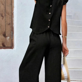 Ropa de moda, Outfit mujer, conjuntos frescos,  conjuntos de pantalón, conjuntos cómodos, conjuntos casuales,  conjuntos,  conjunto mujer,  Conjunto de pantalón y blusa, conjunto corto,  conjunto con pantalón largo, conjuntos negros, conjuntos de pantalón negros, 