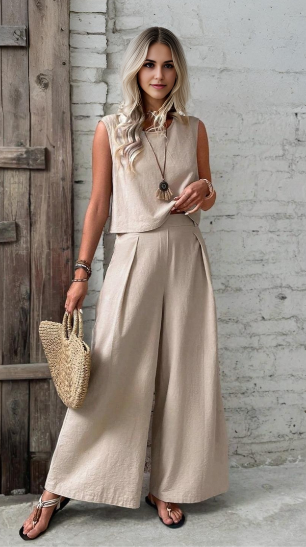Ropa de moda, Outfit mujer, conjuntos frescos,  conjuntos de pantalón, conjuntos comodos, conjuntos casuales,  conjuntos,  conjunto mujer,  Conjunto de pantalón y blusa, conjunto corto,  conjunto con pantalón largo,  conjuntos  de pantalon beige,