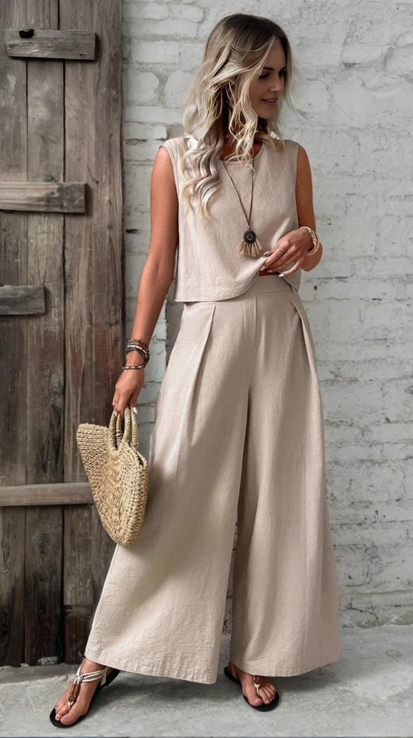 Ropa de moda, Outfit mujer, conjuntos frescos,  conjuntos de pantalón, conjuntos comodos, conjuntos casuales,  conjuntos,  conjunto mujer,  Conjunto de pantalón y blusa, conjunto corto,  conjunto con pantalón largo,  conjuntos  de pantalon beige,