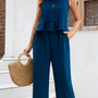 Ropa de moda, Outfit mujer, conjuntos frescos,  conjuntos de pantalón, conjuntos comodos, conjuntos casuales,  conjuntos,  conjunto mujer,  Conjunto de pantalón y blusa, conjunto corto,  conjunto con pantalón largo, conjuntos azules, 