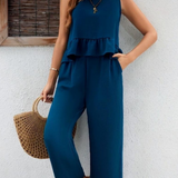 Ropa de moda, Outfit mujer, conjuntos frescos,  conjuntos de pantalón, conjuntos comodos, conjuntos casuales,  conjuntos,  conjunto mujer,  Conjunto de pantalón y blusa, conjunto corto,  conjunto con pantalón largo, conjuntos azules, 