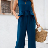 Ropa de moda, Outfit mujer, conjuntos frescos,  conjuntos de pantalón, conjuntos comodos, conjuntos casuales,  conjuntos,  conjunto mujer,  Conjunto de pantalón y blusa, conjunto corto,  conjunto con pantalón largo, conjuntos azules, 