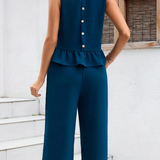 Ropa de moda, Outfit mujer, conjuntos frescos,  conjuntos de pantalón, conjuntos comodos, conjuntos casuales,  conjuntos,  conjunto mujer,  Conjunto de pantalón y blusa, conjunto corto,  conjunto con pantalón largo, conjuntos azules, 