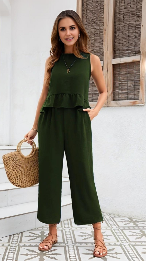 Ropa de moda, Outfit mujer, conjuntos frescos,  conjuntos de pantalón, conjuntos comodos, conjuntos casuales,  conjuntos,  conjunto mujer,  Conjunto de pantalón y blusa, conjunto corto,  conjunto con pantalón largo, conjuntos verdes,
