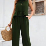 Ropa de moda, Outfit mujer, conjuntos frescos,  conjuntos de pantalón, conjuntos comodos, conjuntos casuales,  conjuntos,  conjunto mujer,  Conjunto de pantalón y blusa, conjunto corto,  conjunto con pantalón largo, conjuntos verdes,