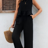 Ropa de moda, Outfit mujer, conjuntos frescos,  conjuntos de pantalón, conjuntos comodos, conjuntos casuales,  conjuntos,  conjunto mujer,  Conjunto de pantalón y blusa, conjunto corto,  conjunto con pantalón largo, conjuntos negros,