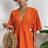 Vestidos mujer,  Vestidos elegantes,  Vestidos cortos,  Vestidos casuales,  vestidos,  Vestido corto,  Vestido,  Ropa de moda,  Outfit mujer, Vestidos naranjas, vestidos anaranjados,