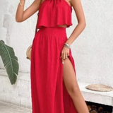 Ropa de moda,  Outfit mujer,  conjuntos frescos,  Conjuntos de falda y blusa,  conjuntos cortos,  conjuntos comodos,  conjuntos casuales,  conjuntos,  conjunto mujer,  conjunto corto,  conjunto con falda,  Conjuntos con falda y blusa,  Conjunto con falda y blusa Rojo,    conjunto de falda y blusa Rojo, conjunto elegante, conjuntos elegantes