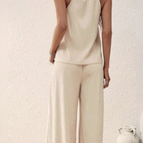 Ropa de moda, Outfit mujer, conjuntos frescos,  conjuntos de pantalón, conjuntos comodos, conjuntos casuales,  conjuntos,  conjunto mujer,  Conjunto de pantalón y chaleco, conjunto corto,  conjunto con pantalón largo,  conjunto de pantalon marfil, 