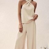 Ropa de moda, Outfit mujer, conjuntos frescos,  conjuntos de pantalón, conjuntos comodos, conjuntos casuales,  conjuntos,  conjunto mujer,  Conjunto de pantalón y chaleco, conjunto corto,  conjunto con pantalón largo,  conjunto de pantalon marfil, 