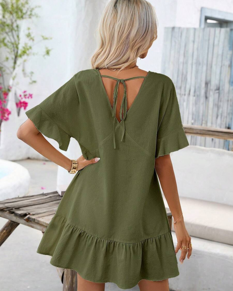 Vestidos mujer,  Vestidos elegantes,  Vestidos cortos,  Vestidos casuales,  vestidos,  Vestido corto,  Vestido,  Ropa de moda,  Outfit mujer,  Vestido Verde Oliva,