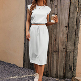 Ropa de moda Outfit mujer, conjuntos frescos, conjuntos cortos, conjuntos comodos, conjuntos casuales, Conjuntos, Conjunto Mujer, Conjunto Corto, conjunto con falda, Conjunto de falda y blusa, Conjunto de falda y blusa Blanco, conjunto Blanco,