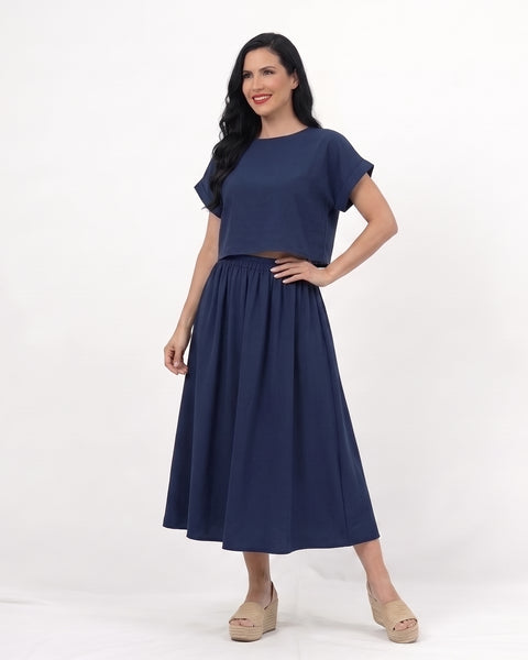 Ropa de moda, Outfit mujer, conjuntos frescos,  conjuntos de falda, conjuntos comodos, conjuntos casuales,  conjuntos,  conjunto mujer,  Conjunto de falda y blusa, conjunto corto,  conjunto con falda larga, conjunto de falda azul, conjuntos de falda azules, 